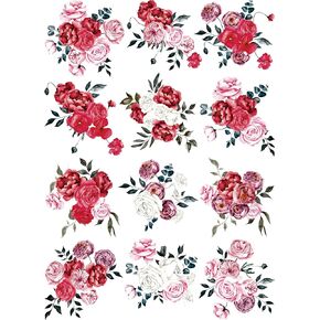 Stencils for Walls: Valentine Bouquet Rice Paper, 11.5 x 16 inch - Decoupage Crafts Mixed Media