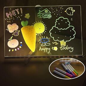 لوحة ملاحظة LED مع ألوان كبيرة ، LED Acrylic Dry Pholboard - لوحة رسائل متعددة الأغراض للمنزل والمكاتب مع ضوء LED وأداة إبداعية مثالية وهدية