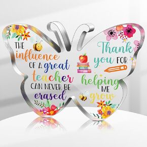Teacher Gifts for Women Acrylic Teacher Thank You Appreciation Gift from Student for Graduation Office Desk Decor Paperweight Keepsake(Lovely Butterfly)
