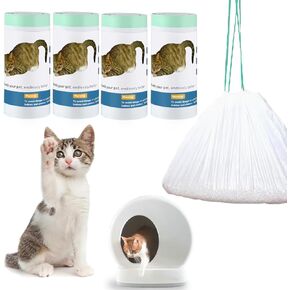 100 Count Cat Litter Liner Bags Compatible with MW-SC01/MW-SC02/MW-LR01 Self-Cleaning Automatic Cat Litter Box, Thick Heavy Duty Drawstring Replacement Waste Drawer Liners-18" x 12.6"