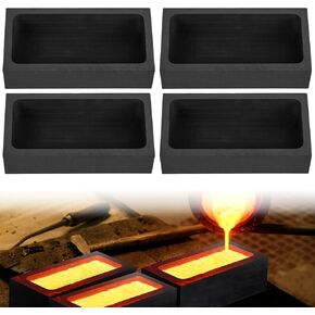 4 PCS Graphite Ingot Mold, 1KG Graphite Crucible Metal Melting Casting Kit, Graphite Ingot Mould Crucible Mould for Gold Silver Aluminum Copper Refining