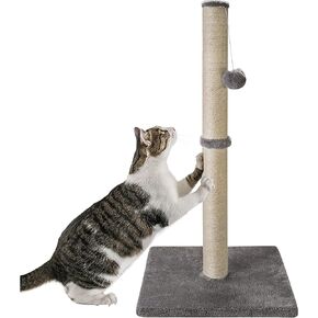 32 Inches Tall Cat Scratching Post, Cat Scratch Post Tree Kitten Scratcher with Sisal Rope, Scratching Post for Indoor Cats with Hanging Ball