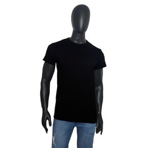 Mens plain T Shirt Short Sleeve Crew Neck Ultra Soft Fitted 100% Cotton 196gr Classic Tshirt (L, Black)