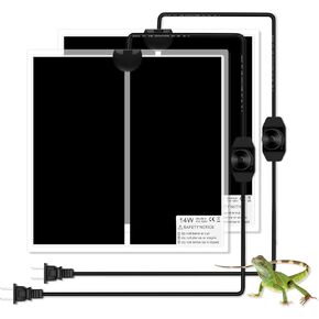 Reptile Heating Mat,14W 2PCS Terrarium Heating Mat with Temperature Adjustment for Reptiles, Lizard, Geckos, Snakes, Tortoises, Spiders