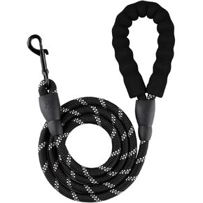 5FT Dog Leash with Soft Padded Handle, Pet Highly Reflective Leash for Small Medium Large Sized Dogs, 1/2 Inch, Black