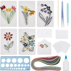 WEBEEDY 20 Sets Paper Quilling Kit for Adults Beginners DIY Bouquet Quilling Greeting Card Making Kit with Instruction DIY Unique Bouquet Card for All Occasions Birthday,Holiday,New Year,Thanksgiving