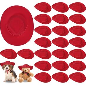 Xtinmee 24 Pcs Mini Cowboy Hats for Party Plastic Little Cowboy Hats for Crafts Doll Shooters Party