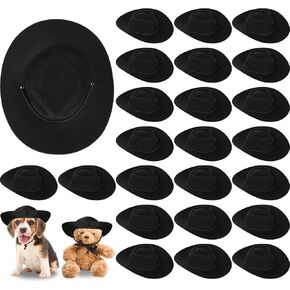 Xtinmee 24 Pcs Mini Cowboy Hats for Party Plastic Little Cowboy Hats for Crafts Doll Shooters Party