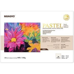 مونجيو Professional Pastel Paper Pad. ورقة الباستيل ذات الحجم A4 ، 30 ورقة (أبيض) ، لوحة رسم ، ورقة فنان ، الفن والحرف ، هواية