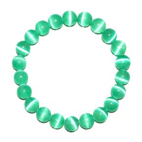 Natural Selenite Bracelet 8mm | Apple Green | Crown Chakra Crystal with Cat-eye Effect | Handmade Meditation Healing Bracelet for Women Men | Beading Tool Kit - Fits for 6.5-7.5 inch Wrist Size