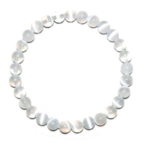 Selenite Bracelet 6MM White | Handmade Natural Crown Chakra Crystal Meditation Bracelet for Women Men | Stress Relief Energy Balancing Jewelry | Fits for 6-7 inch Small Wrist Stacking