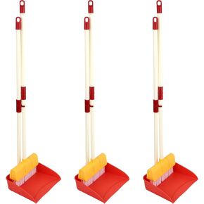 6 Pcs Kids Cleaning Toy Set Including 3 Pcs Toddlers Broom 3 Pcs Child Dust Pan Bulk for Boys Girls Housekeeping Pretend Play Cleaning Toys Gift