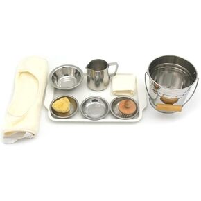 Kiddison Montessori Cleaning Set, 11.6" x 8.3", Modern, Silver, Cream