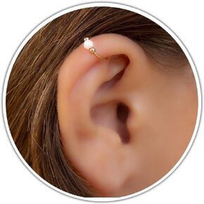 Gold Helix Ring with White Opal - 20 Gauge Thin Handmade 14k Gold Filled Earrings - Helix Ring Hoops -Gold Ear Piercing Rings For Women - Cormfortable & Elegant Design