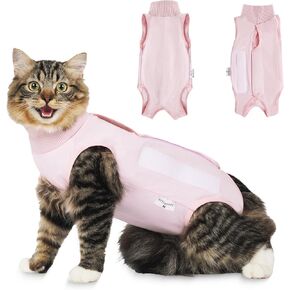 Cat Recovery Suit - Post Surgery Cat Onesie, Cat Post-Surgery Suit (Large, Pink)