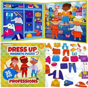 Magnetic Dress Up Dolls for Girls and Boys with 35 Magnetic Pieces, Creative Magnetic Play Set for Home and Travel, Perfect Magnetic Paper Dolls for Ages 3 and Up, Boost Fine Motor Skills& Imagination