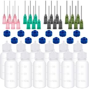 Briartw 12 Pcs Tip Empty Glue Applicator Bottles,30ml Plastic Squeezable Dropper Bottles with Blunt Needle Tip,14ga 16ga 18ga 20ga for Glue Applications,Paint Quilling Craft,Stains,Oils,ink and more