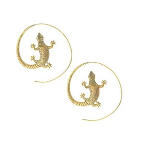 الذهب بانك الجسم Gecko السحلية أقراط | بيان فريد من نوعه مجوهرات للنساء ، مجوهرات قوطية إيمو الجرونج ، أقراط الهالوين على أكسولوتل ، هدية لعيد الميلاد ، رأس السنة الجديدة ، عيد الحب