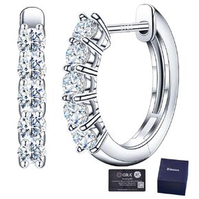 أقراط Moissanite Hoop D Color VVS1 ، أقراط الفضة الإسترليني التي أنشأت أقراط الماس ، و 18 ألفًا من الذهب الأبيض مطلي بالمرح للنساء ، وأقراط الزفاف الفضية/الذهب (18K أبيض الذهب الميسانيت)
