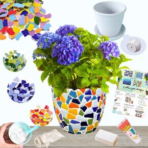 jiezaidada Premium Mosaic Art and Craft Kit for Adults, Decorative Plant Pots DIY with All Materials to Include, Beginner Friendly with Step-by-Step Guide, Christmas Home Decor Gifts