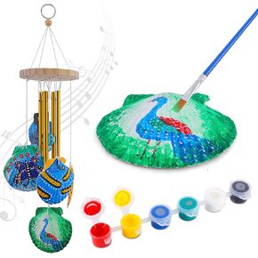 Kids Seashell Painting Wind Chimes Kit, Arts and Crafts Gifts for Boys and Girls, Creativity Craft Activities Kits for Kids Age 6, 7, 8, 9, 10, 11, 12