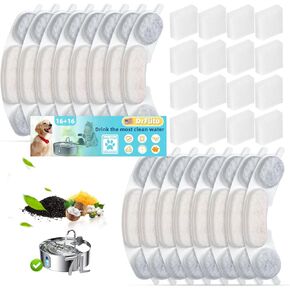 16 Sets Filter Replacement Compatible with smartoo 7L/236oz/1.8G Dog Water Fountain, Dog Water Bowl Filter for Stainless Steel Pet Fountain
