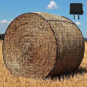 Large Round Bale Hay Net 5x5 ft for Horses, Heavy Duty Slow Feed Hay Net with Knotless Design and 1.7" Holes for Livestock Goats, Fits for Round Bales 4x4-5x5ft or Square Bales 3x3x8-4x4x8ft