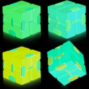 Skylety 4 Pack Infinity Cube Fidget Stress Anxiety Relief Mini Kill Time Cube Hand Held Magic for Adults with Add ADHD Christmas Party Favors