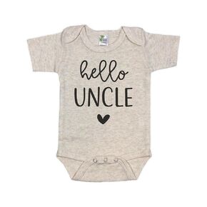 Hello Uncle I Can't Wait To Meet You Pregnancy Announcement Infant Bodysuit - Surprise Gift For Uncle, Brother, Brother In Law (White)