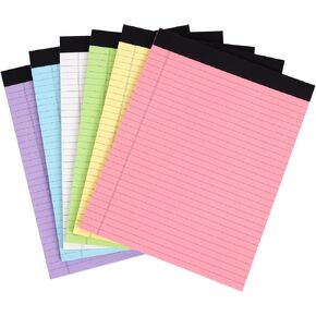 LABUK 6 Pack Legal Pads Colored Writing Pads 8.5x11 Inch, To-Do List Notepad 40 Sheets Wide Legal Ruled, 80GSM Thick Paper