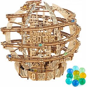 Wood Trick Wooden Marble Run Electric Motorized - 3D Wooden Puzzles for Adults and Kids to Build - 17x16 in - Marble Maze Wooden Model Kits for Adults and Teens to Build