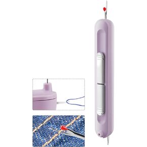 Needle Threaders, 2 in 1 Plug-in Needle Threader Seam Ripper Tool, Automatic Stretchable Seam Rippers for Sewing, Hand Quilling Supplies,Embroidery Stitch Removal(Purple)