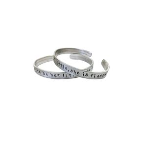 Though she be but little, she is fierce, Shakespeare quote handstamped cuff bracelet