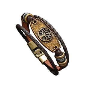 Yggdrasil, Tree of Life Leather Bracelet for Men's & Women's - Genuine Leather, No Magnetic