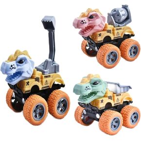 Dinosaurs Inertial Vehicle Toy Cars,Dinosaur Cars Toys for 2-6 Year Old Boys Girls, 3 Pack Push & Pull Friction Powered Dinosaur Monster Truck Vehicles for Boys Girls Gifts (Vehicle-B)