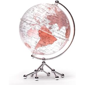 Decorative 8 Inch Pink World Globe with Stand - Pink Desk Globe for Office or Home Decor, Educational Desktop Globe with Detailed Map, Rotating Metal Stand, Perfect for Geography Learning & Gifts