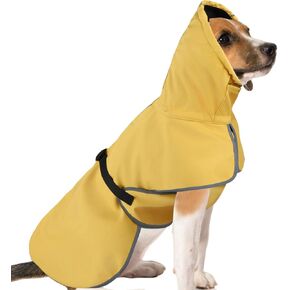 DELIFUR Large Dog Raincoat Waterproof - Adjustable Dog Poncho Raincoat Lightweight Rain Jacket with Soft Lining for Medium Large Dog Yellow (Large)