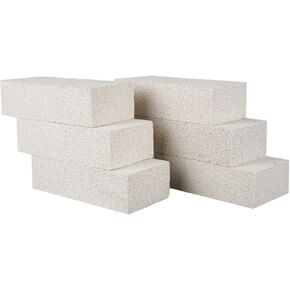 6 Pieces Insulating Fire Brick for Ovens, Kilns, Blacksmith, Fireplaces, Forges 9" x 4.5" x 2.5" 2300F Rated Insulating Fire Bricks