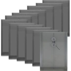 12 Pack Plastic File Folders for Documents, A4 Envelopes Folders with Snap Closure & String Tie, Letter Size Clear Envelopes Folders, Reusable File Bags for School Home Office Organization - Grey in Saudi Arabia