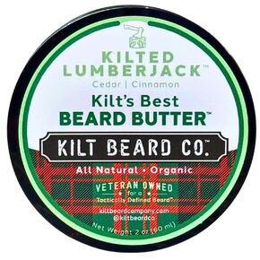 Kilt Beard Co.- Kilt's Best Beard Butter- Kilted Lumberjack (2oz) (Cinnamon and Cedarwood) All Natural- Organic, Deep Hydration, Ultimate Beard Conditioner, Non-Greasy, Rid Beard Itch