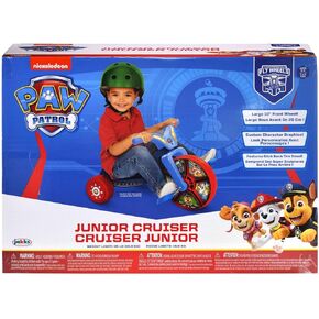 Disney Paw Patrol Fly Wheels Junior Cruiser Ride On - Paw Patrol Kids Tricycle with Character Graphics Featuring Chase, Rubble, Skye, Paw Patrol Tricycle with 10-Inch Front Wheel - for Ages 2 to 4