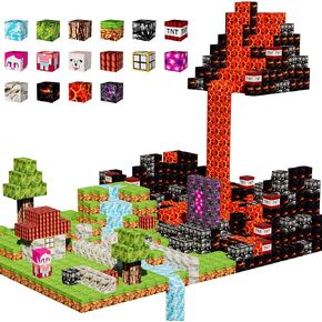 Magnetic Blocks Kids Building Toys - 1" Magnetic Cube Building Blocks Toddler Toy 126 PCS Set, STEM Sensory Toy for 3-5 5-7 Year Old Boys Girls Game Themed