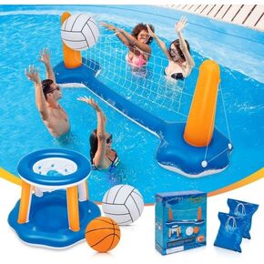 مجموعة الكرة الطائرة البلياردو وأطواق كرة السلة - 125 '' BARGY BOOW CORBLEY NET FOR INGROUND تشمل كرتين وأكياس وزنين ، وألعاب لعب البلياردو للبالغين وأطفال العائلة 8-12 مراهقين