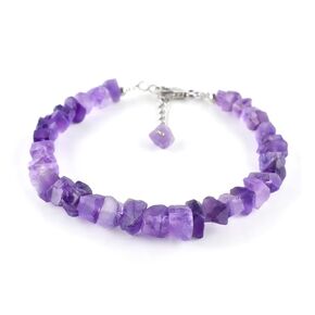 InfinityGemsArt Raw Amethyst Crystal Bracelet Natural Gemstone Rough, Chakra Birthstone Bracelet, Energy, Friendship Jewelry, 925 Sterling Silver Bracelet 8 inch Birthday Gifts For Women