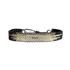 Bracelet Silver Black Small Handmade Miyuki Beaded