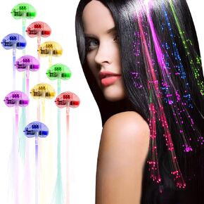 10 Pack LED Hair Lights, Optics Flashing Barrettes for Party, Bar Dancing, and Light Up Hair Accessories