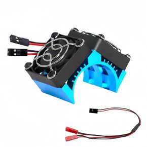 مروحة تبريد محرك مزدوجة 40 مم RC 40-42 مم متوافقة مع 1/7 1/8 ARRMA TRAXXAS RC CAR FIT 4068 4074 4082 4268 4274 Motors (Blue)