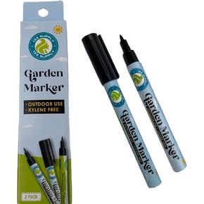 2 Pack Garden Marker Pen Permanent Markers Black (UV Fade Resistant Marker Pens for Plant Markers Garden Markers Waterproof Pen Black Markers Outdoor Marker for Garden Plant Labels 0.8mm)