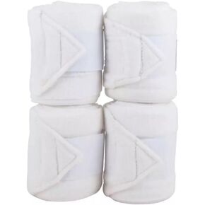 Fleece Horse Polo Wraps Set of 4 Bandages 4" Width, 3 Meters Length (White)