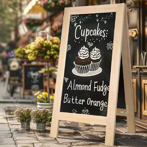20 x 40 Inch Wooden Sandwich Board Signs Outdoor, Chalk Board Easel Sign,Double-Sided a Frame Chalkboard Sign,Extra Large Chalkboard Easel,Sidewalk Sign,Chalk Board Sign Board,Chalk Board Sign.